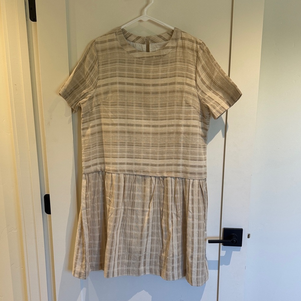 Charming Tan Plaid Women’sDress